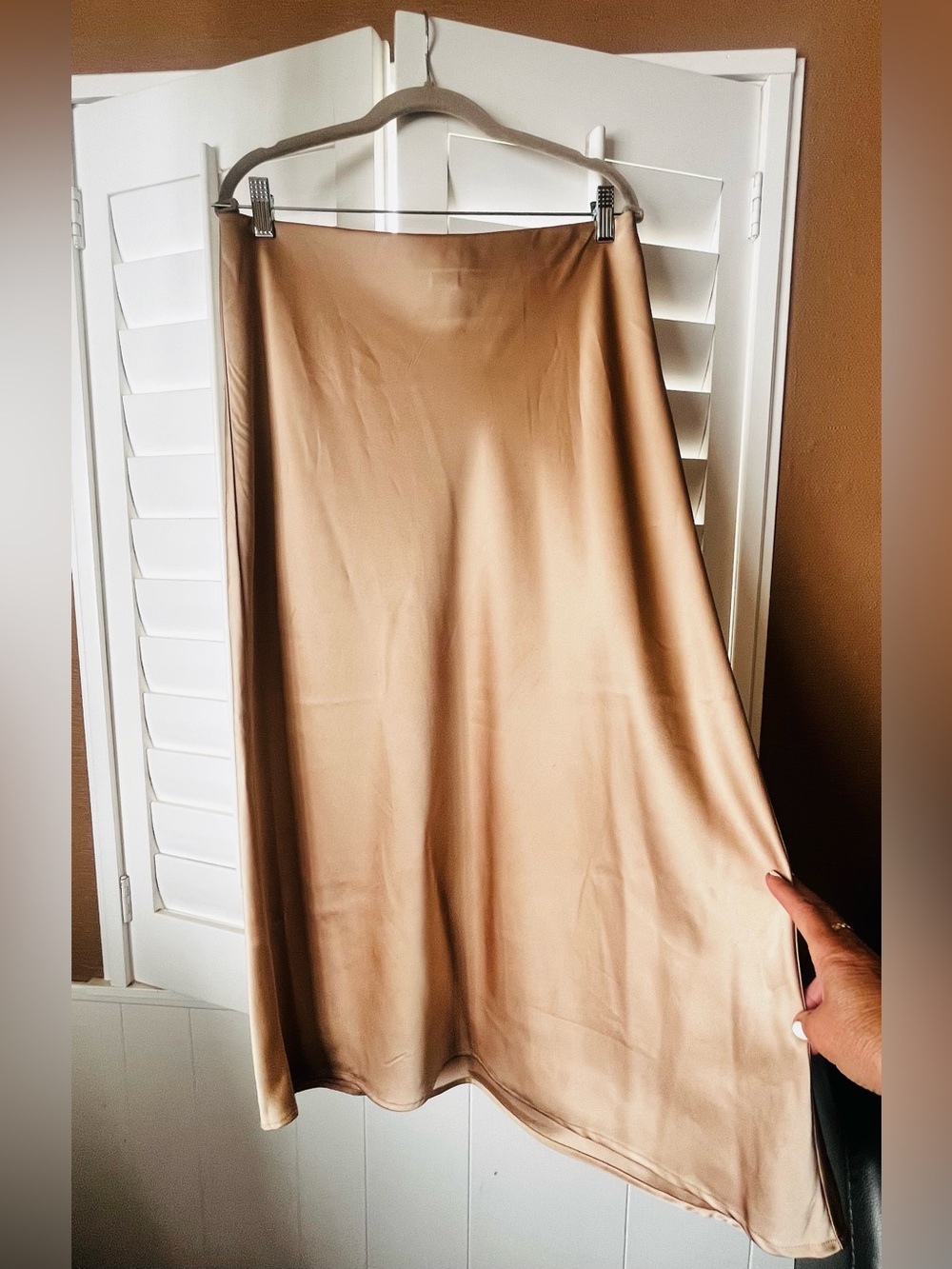 Rachel Zoe Creamy Gold  Midi Slip Skirt Size 10